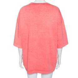 Louis Vuitton Peach Cotton Reflective Logo Oversized T-Shirt S