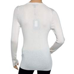 Louis Vuitton Cream Wool & Silk Rib Knit Crewneck Sweater L
