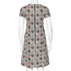 مملوكة مسبقًا فستان لوي فيتون صوف وحرير كريمي مونوغرامي بالشعار مقاس متوسط - ميديوم