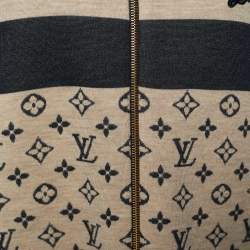 Louis Vuitton Beige & Navy Cashmere Blend Striped & Monogram Jacket S