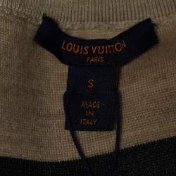 Louis Vuitton Beige & Navy Cashmere Blend Striped & Monogram Jacket S