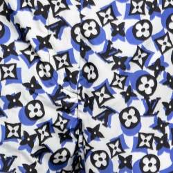 Pre Owned بنطلون رياضي لوي فيتون مونوغرام أزرق وأبيض طبعة إصطناعية مقاس صغير