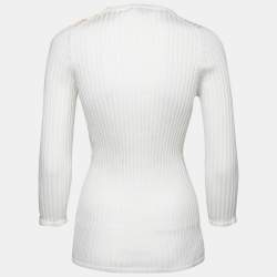مملوكة مسبقًا Louis Vuitton Cream Wool Ribbed Knit Pullover M