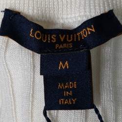 مملوكة مسبقًا Louis Vuitton Cream Wool Ribbed Knit Pullover M