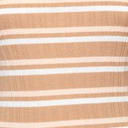 مملوكة مسبقًا Louis Vuitton Beige Striped Wool Long Sleeve Round Neck Jumper M