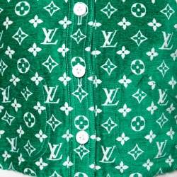 Pre Owned Louis Vuitton Green Monogram Velour Bomber Jacket S