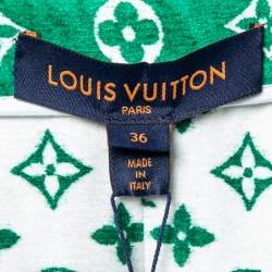Pre Owned Louis Vuitton Green Monogram Velour Bomber Jacket S