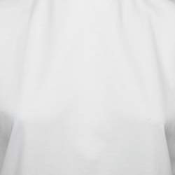 Louis Vuitton White Cotton Embellished Mock Neck Blouse M