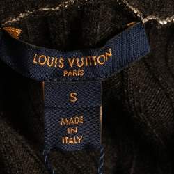 Louis Vuitton Gold Rib Knit Coated  Wool Cardigan S 