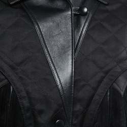 Louis Vuitton Black Leather & Silk Quilted Biker Jacket L