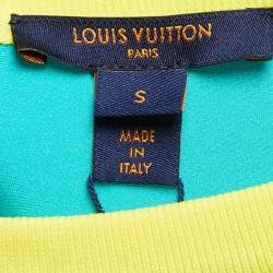 Pre Owned Louis Vuitton Green Logo Printed Knit Crew Neck Half Sleeve T-Shirt S