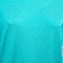 Pre Owned Louis Vuitton Green Logo Printed Knit Crew Neck Half Sleeve T-Shirt L