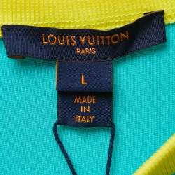 Pre Owned Louis Vuitton Green Logo Printed Knit Crew Neck Half Sleeve T-Shirt L