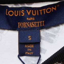 Pre Owned Louis Vuitton Fornasetti Off-White Logo Vase Printed Cotton Half Sleeve Chain Detail Crew Neck T-Shirt S