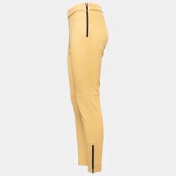 Louis Vuitton Cream Leather Zip Detail Pants M