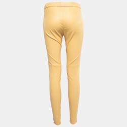 Louis Vuitton Cream Leather Zip Detail Pants M