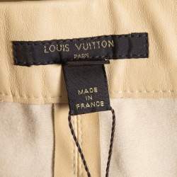 Louis Vuitton Cream Leather Zip Detail Pants M