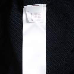 Louis Vuitton Navy Blue Wool Knit & Printed Silk Hem Detail Mini Dress L
