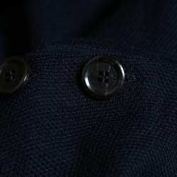 Louis Vuitton Navy Blue Wool Knit & Printed Silk Hem Detail Mini Dress L