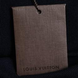 Louis Vuitton Navy Blue Wool Knit & Printed Silk Hem Detail Mini Dress L