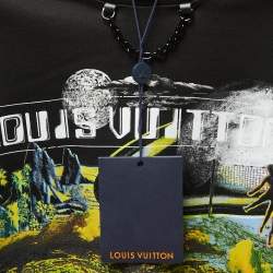 Pre Owned Louis Vuitton Black Cosmic Volleyball Print Cotton Crew Neck Half Sleeve T-Shirt L