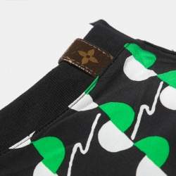 Louis Vuitton Black Abstract Print Silk & Cotton Crew Neck Half Sleeve T-Shirt L