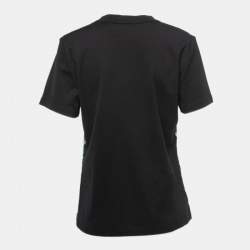 Louis Vuitton Black Abstract Print Silk & Cotton Crew Neck Half Sleeve T-Shirt L