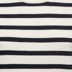 Louis Vuitton Off White Striped Wool Short Sleeve Sweater L