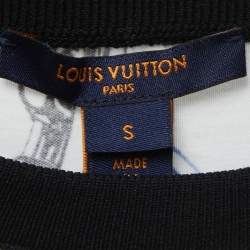 Pre Owned Louis Vuitton White Chain Print Cotton Crew Neck Half Sleeve T-Shirt S