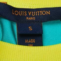 Louis Vuitton Green Logo Print Stretch Knit Crew Neck T-Shirt S