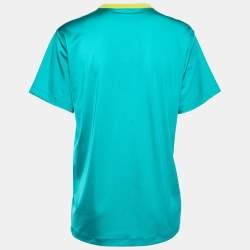 Louis Vuitton Green Logo Print Stretch Knit Crew Neck T-Shirt S
