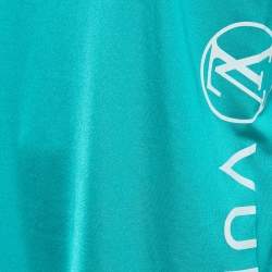 Pre Owned Louis Vuitton Green Logo Print Stretch Knit Crew Neck T-Shirt L