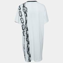 Louis Vuitton White Chain Print Cotton Mini T-Shirt Dress XL
