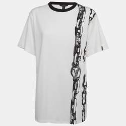Louis Vuitton White Chain Print Cotton Crew Neck T-Shirt L