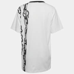 Louis Vuitton White Chain Print Cotton Crew Neck T-Shirt L