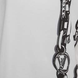 Louis Vuitton White Chain Print Cotton Crew Neck T-Shirt L