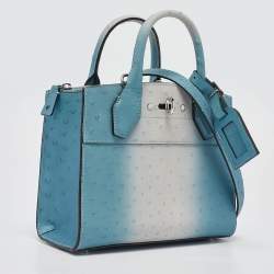 Pre Owned Louis Vuitton Blue/White Ombre Ostrich City Steamer Mini Bag