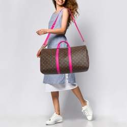 Louis Vuitton Fuchsia Monogram Canvas Keepall Bandouliere 50 Bag