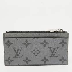 Louis Vuitton Silver Monogram Canvas and Taiga Leather Coin Card Holder