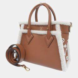 Louis Vuitton Caramel/White Grained Calfskin Shearling On My Side PM Satchel Bag