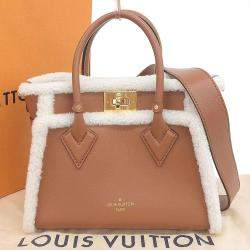 Louis Vuitton Caramel/White Grained Calfskin Shearling On My Side PM Satchel Bag