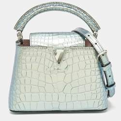 Pre Owned Louis Vuitton Green Holographic Alligator Mini Capucines Bag