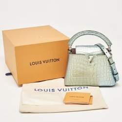 Pre Owned Louis Vuitton Green Holographic Alligator Mini Capucines Bag