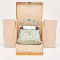 Pre Owned Louis Vuitton Green Holographic Alligator Mini Capucines Bag