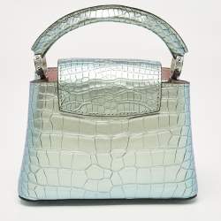 Pre Owned Louis Vuitton Green Holographic Alligator Mini Capucines Bag