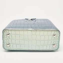 Pre Owned Louis Vuitton Green Holographic Alligator Mini Capucines Bag