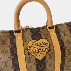 Louis Vuitton Virgil Abloh NIGO Brown Monogram Stripes Coated Canvas Keepall Bandoulière 50 Duffel Bag