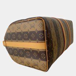 Louis Vuitton Virgil Abloh NIGO Brown Monogram Stripes Coated Canvas Keepall Bandoulière 50 Duffel Bag