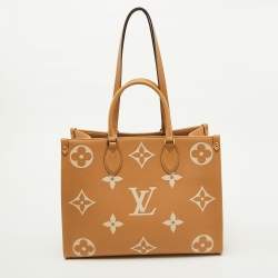 Pre Owned Louis Vuitton Beige/Ivory Monogram Empreinte Leather Onthego MM Tote Bag