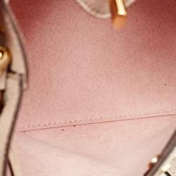 Pre Owned Louis Vuitton Greige Leather Nano Lockme Bucket Bag